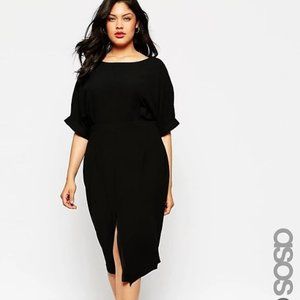 ASOS CURVE Plain Wiggle Cut Out Back Midi Dress